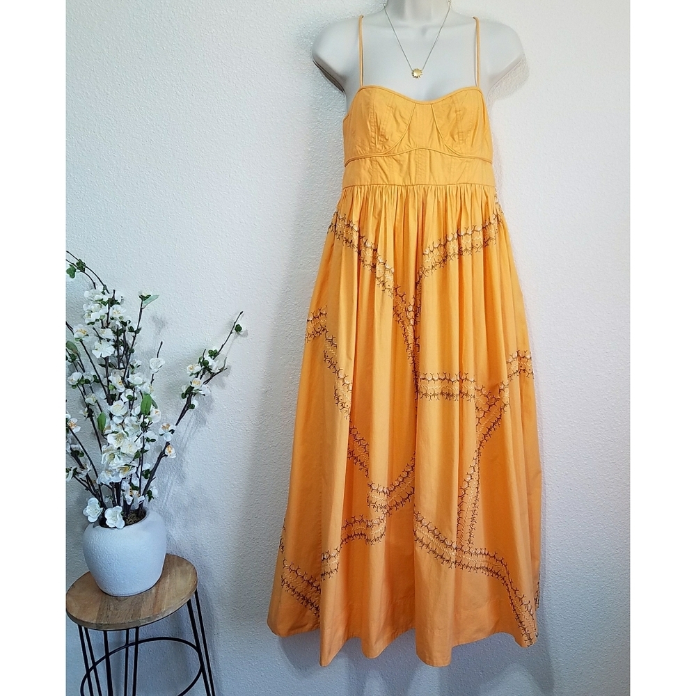 Ulla Johnson Mariza Poplin Midi Dress in Papaya - Picture 2 of 14